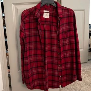 AEO Boyfriend Fit Red Flannel
